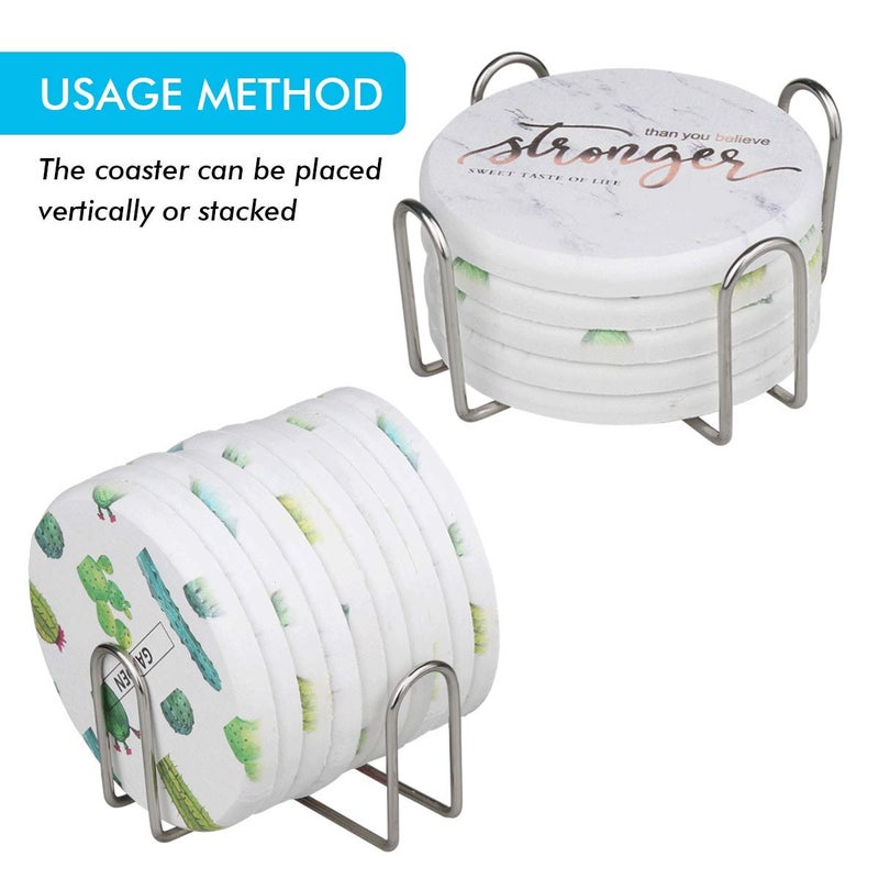 iziusy 2 Pieces 4.5 Inch Stainless Steel Coasters Holder Storage for Both Round and Square Coasters, Hold Up 4 to 7 - Image 4